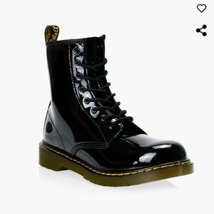 Dr. Martens 1460 Black Patent Leather Boots Yellow Stitching US 3 / EU 34